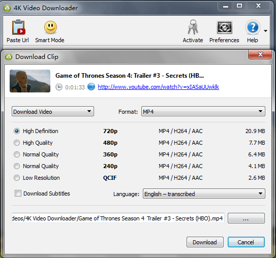 4k video downloader high quality