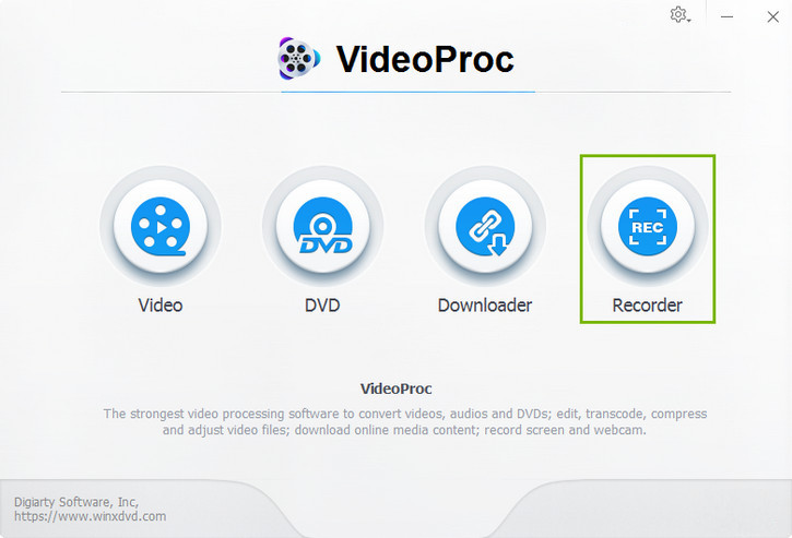 launch VideoProc's recorder