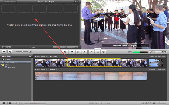 arrang ephotos in imovie 10 to make slide