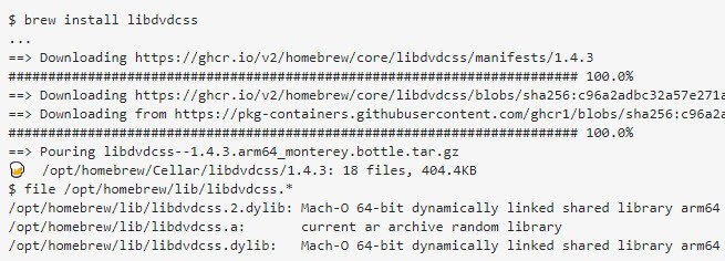 Tải xuống libdvdcss trên mac qua homebrew