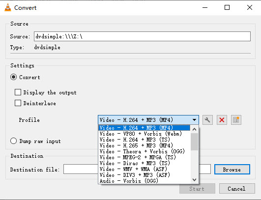 VLC start downloading dvd to computer