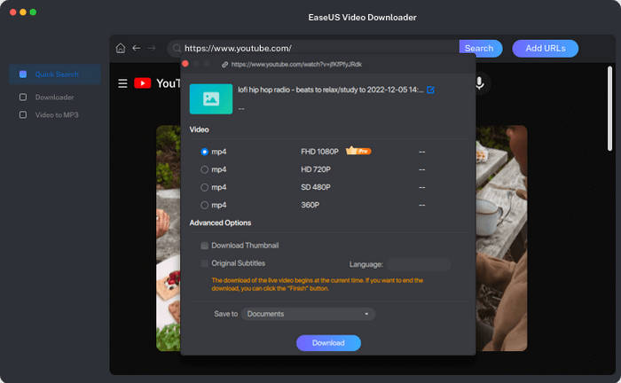 Easeus Video Downloader for Mac