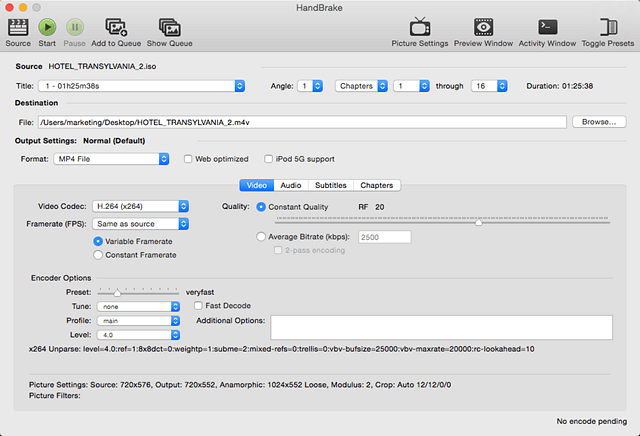 encoder profile handbrake blu ray