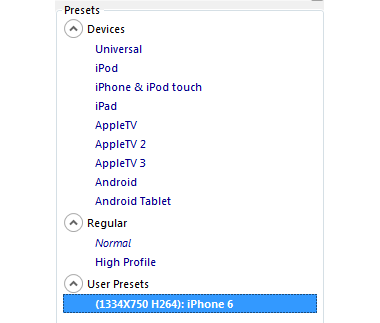 Customize Handbrake iPhone/iPad Presets