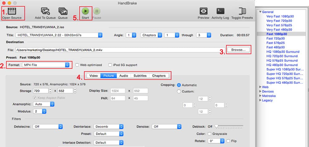 handbrake for mac convert mp4 to mpeg2