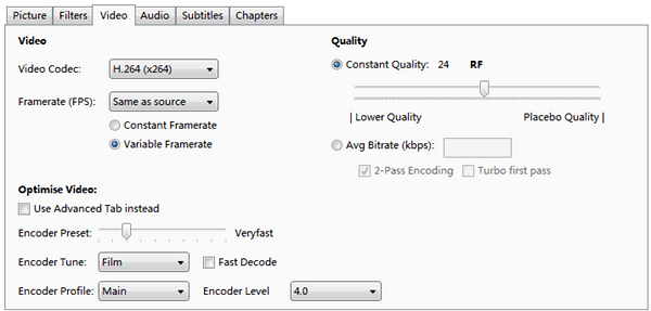 HandBrake Best Compression Settings