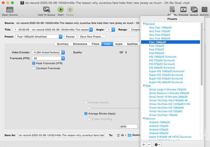 handbrake convert mkv to mp4