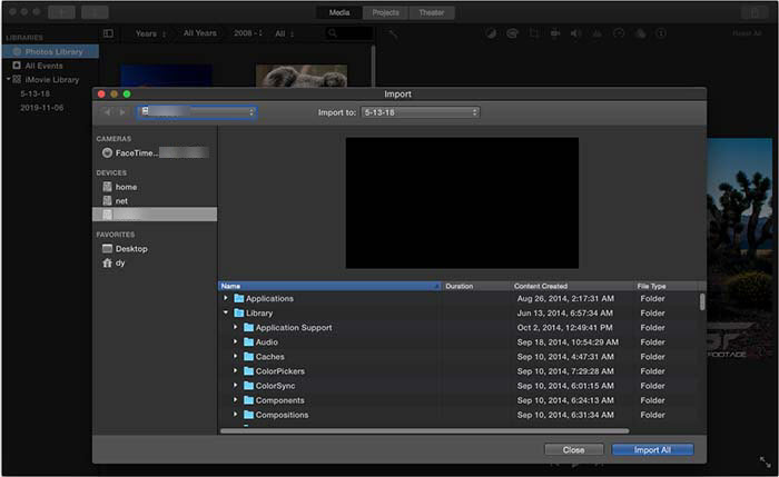 Import MOV to iMovie