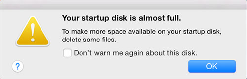 how to clear up space on mac startup disk