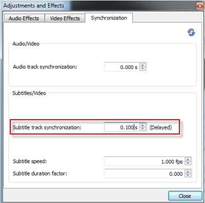 vlc audio track synchronization