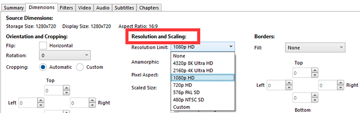 Adjust video resolution