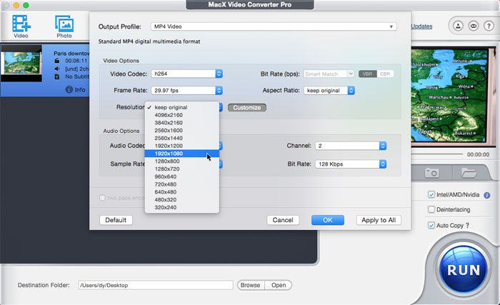 adjust 4K video parameters