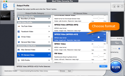 how to convert from mp4 to mpeg2