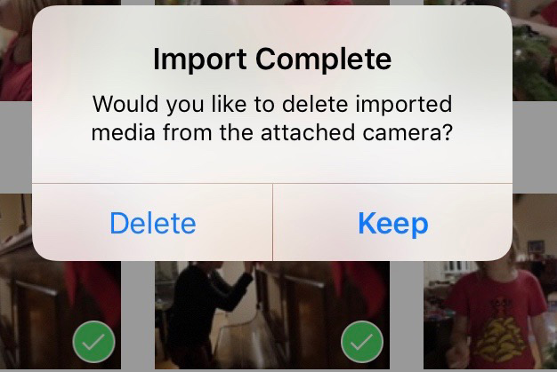 delete imported photos or keep