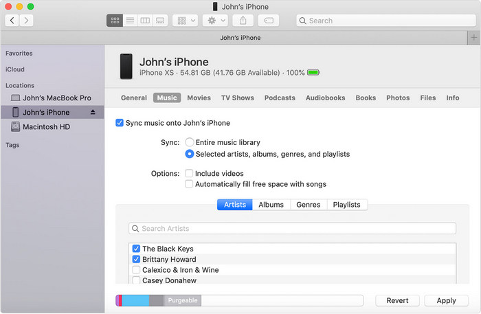 Sync music from iPhone to Mac by Finder